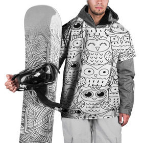 Накидка на куртку 3D с принтом Совушки pattern в Екатеринбурге, 100% полиэстер |  | Тематика изображения на принте: bird | owl | животные | ночные птицы | птицы | совы