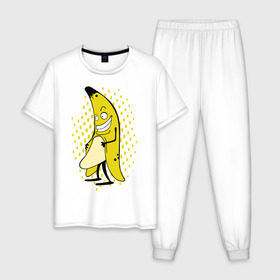 Мужская пижама хлопок с принтом Банан он в Екатеринбурге, 100% хлопок | брюки и футболка прямого кроя, без карманов, на брюках мягкая резинка на поясе и по низу штанин
 | Тематика изображения на принте: 