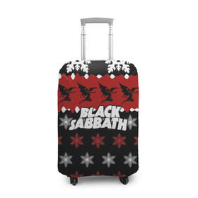 Чехол для чемодана 3D с принтом Праздничный Black Sabbath в Екатеринбурге, 86% полиэфир, 14% спандекс | двустороннее нанесение принта, прорези для ручек и колес | black sabbath | группа | новогодний | новый год | рождество | свитер | снежинки | хард рок | хеви метал