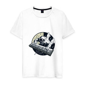 Мужская футболка хлопок с принтом Piano в Екатеринбурге, 100% хлопок | прямой крой, круглый вырез горловины, длина до линии бедер, слегка спущенное плечо. | клавишник | пианино | пианист | рояль. | фортепиано