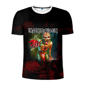 Мужская футболка 3D спортивная с принтом Индеец Iron Maiden в Екатеринбурге, 100% полиэстер с улучшенными характеристиками | приталенный силуэт, круглая горловина, широкие плечи, сужается к линии бедра | Тематика изображения на принте: iron maiden | адриан смит | айрон мейден | группа | дэйв мюррей | железная дева | ирон майден | кровь | метал | мрачный | музыка | песни | рок | сердце | стив харрис | тяжелый | хеви | хевиметал