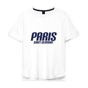 Мужская футболка хлопок Oversize с принтом Paris Saint Germain (PSG) в Екатеринбурге, 100% хлопок | свободный крой, круглый ворот, “спинка” длиннее передней части | 
