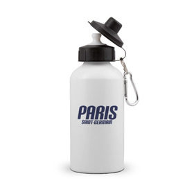 Бутылка спортивная с принтом Paris Saint Germain (PSG) в Екатеринбурге, металл | емкость — 500 мл, в комплекте две пластиковые крышки и карабин для крепления | 