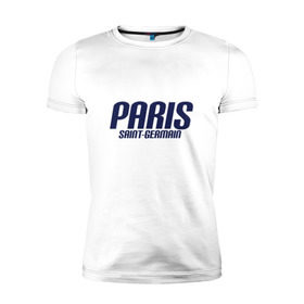Мужская футболка премиум с принтом Paris Saint Germain (PSG) в Екатеринбурге, 92% хлопок, 8% лайкра | приталенный силуэт, круглый вырез ворота, длина до линии бедра, короткий рукав | 