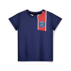 Детская футболка 3D с принтом PSG 2018 Original #3 в Екатеринбурге, 100% гипоаллергенный полиэфир | прямой крой, круглый вырез горловины, длина до линии бедер, чуть спущенное плечо, ткань немного тянется | Тематика изображения на принте: 