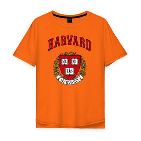 Мужская футболка хлопок Oversize с принтом Harvard university в Екатеринбурге, 100% хлопок | свободный крой, круглый ворот, “спинка” длиннее передней части | вуз | гарвард | герб | лига плюща | массачусетс | престижный | сша | университет