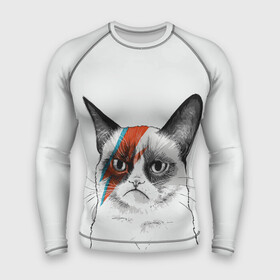 Мужской рашгард 3D с принтом Grumpy cat (David Bowie) в Екатеринбурге,  |  | бодиарт | грумпи | дэвид боуи | злой кот | интернет | котей | котик | кошка | мем | мемас | мемчик. | молния на лице | рисунок на лице | сердитый