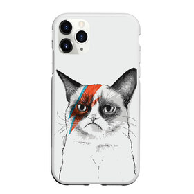 Чехол для iPhone 11 Pro матовый с принтом Grumpy cat (David Bowie) в Екатеринбурге, Силикон |  | Тематика изображения на принте: бодиарт | грумпи | дэвид боуи | злой кот | интернет | котей | котик | кошка | мем | мемас | мемчик. | молния на лице | рисунок на лице | сердитый