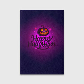 Обложка для паспорта матовая кожа с принтом Happy Halloween в Екатеринбурге, натуральная матовая кожа | размер 19,3 х 13,7 см; прозрачные пластиковые крепления | halloween | тыква | хэллоуин