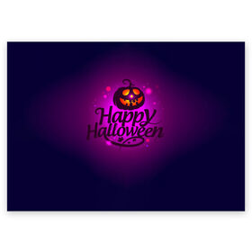 Поздравительная открытка с принтом Happy Halloween в Екатеринбурге, 100% бумага | плотность бумаги 280 г/м2, матовая, на обратной стороне линовка и место для марки
 | Тематика изображения на принте: halloween | тыква | хэллоуин