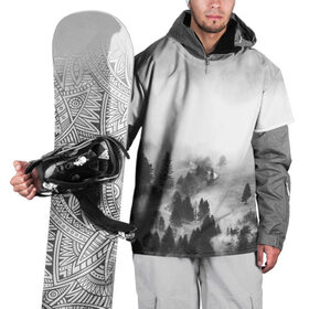 Накидка на куртку 3D с принтом Лес и туман в Екатеринбурге, 100% полиэстер |  | Тематика изображения на принте: black and white | лес | лес и туман | туман | чернобелый  фон | чернобелый лес