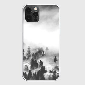 Чехол для iPhone 12 Pro Max с принтом Лес и туман в Екатеринбурге, Силикон |  | black and white | лес | лес и туман | туман | чернобелый  фон | чернобелый лес