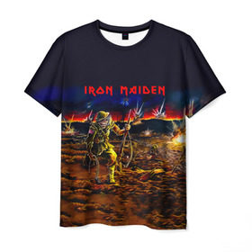 Мужская футболка 3D с принтом Боец Iron Maiden в Екатеринбурге, 100% полиэфир | прямой крой, круглый вырез горловины, длина до линии бедер | iron maiden | адриан смит | айрон мейден | война | группа | дэйв мюррей | железная дева | ирон майден | метал | мрачный | музыка | песни | рок | солдат | стив харрис | тяжелый | хеви | хевиметал