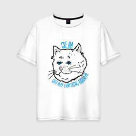 Женская футболка хлопок Oversize с принтом C R E A M Кошки управляют всем в Екатеринбурге, 100% хлопок | свободный крой, круглый ворот, спущенный рукав, длина до линии бедер
 | around me | c.r.e.a.m | cats | everything | rule | вокруг | всем | кошки | меня | управляют