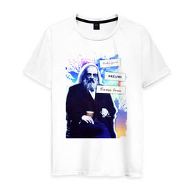 Мужская футболка хлопок с принтом Менделеев (Химия – Просто) в Екатеринбурге, 100% хлопок | прямой крой, круглый вырез горловины, длина до линии бедер, слегка спущенное плечо. | блоггер | менделеев | наука | химия | химия   просто