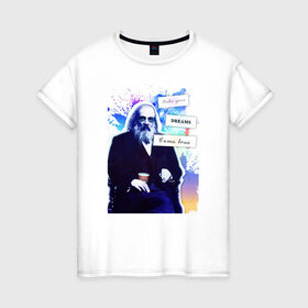 Женская футболка хлопок с принтом Менделеев (Химия – Просто) в Екатеринбурге, 100% хлопок | прямой крой, круглый вырез горловины, длина до линии бедер, слегка спущенное плечо | блоггер | менделеев | наука | химия | химия   просто