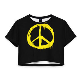 Женская футболка 3D укороченная с принтом Peace в Екатеринбурге, 100% полиэстер | круглая горловина, длина футболки до линии талии, рукава с отворотами | peace | vppdgryphon | арт | краска | мирный | миролюбивый | пацифик | прикольные | хиппи | цветные