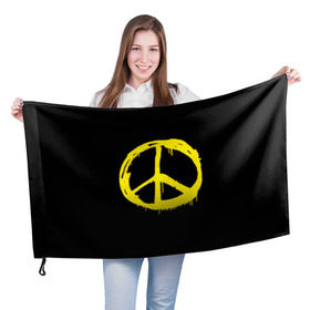 Флаг 3D с принтом Peace в Екатеринбурге, 100% полиэстер | плотность ткани — 95 г/м2, размер — 67 х 109 см. Принт наносится с одной стороны | Тематика изображения на принте: peace | vppdgryphon | арт | краска | мирный | миролюбивый | пацифик | прикольные | хиппи | цветные