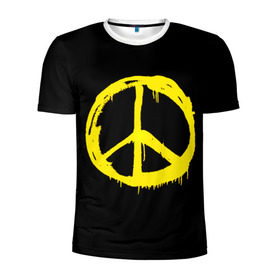 Мужская футболка 3D спортивная с принтом Peace в Екатеринбурге, 100% полиэстер с улучшенными характеристиками | приталенный силуэт, круглая горловина, широкие плечи, сужается к линии бедра | peace | vppdgryphon | арт | краска | мирный | миролюбивый | пацифик | прикольные | хиппи | цветные