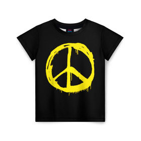 Детская футболка 3D с принтом Peace в Екатеринбурге, 100% гипоаллергенный полиэфир | прямой крой, круглый вырез горловины, длина до линии бедер, чуть спущенное плечо, ткань немного тянется | peace | vppdgryphon | арт | краска | мирный | миролюбивый | пацифик | прикольные | хиппи | цветные