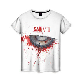 Женская футболка 3D с принтом SAW VIII в Екатеринбурге, 100% полиэфир ( синтетическое хлопкоподобное полотно) | прямой крой, круглый вырез горловины, длина до линии бедер | jigsaw | джон крамер | триллер