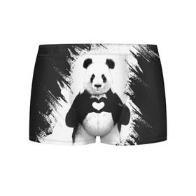 Мужские трусы 3D с принтом Panda love в Екатеринбурге, 50% хлопок, 50% полиэстер | классическая посадка, на поясе мягкая тканевая резинка | Тематика изображения на принте: 14 февраля | love | panda | panda love | день святого валентина | любовь | панда