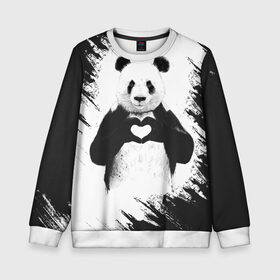 Детский свитшот 3D с принтом Panda love в Екатеринбурге, 100% полиэстер | свободная посадка, прямой крой, мягкая тканевая резинка на рукавах и понизу свитшота | 14 февраля | love | panda | panda love | день святого валентина | любовь | панда