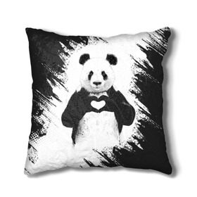 Подушка 3D с принтом Panda love в Екатеринбурге, наволочка – 100% полиэстер, наполнитель – холлофайбер (легкий наполнитель, не вызывает аллергию). | состоит из подушки и наволочки. Наволочка на молнии, легко снимается для стирки | Тематика изображения на принте: 14 февраля | love | panda | panda love | день святого валентина | любовь | панда