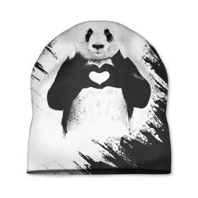 Шапка 3D с принтом Panda love в Екатеринбурге, 100% полиэстер | универсальный размер, печать по всей поверхности изделия | 14 февраля | love | panda | panda love | день святого валентина | любовь | панда