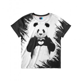 Детская футболка 3D с принтом Panda love в Екатеринбурге, 100% гипоаллергенный полиэфир | прямой крой, круглый вырез горловины, длина до линии бедер, чуть спущенное плечо, ткань немного тянется | 14 февраля | love | panda | panda love | день святого валентина | любовь | панда