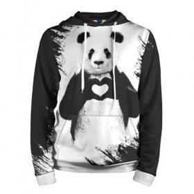 Мужская толстовка 3D с принтом Panda love в Екатеринбурге, 100% полиэстер | двухслойный капюшон со шнурком для регулировки, мягкие манжеты на рукавах и по низу толстовки, спереди карман-кенгуру с мягким внутренним слоем. | 14 февраля | love | panda | panda love | день святого валентина | любовь | панда