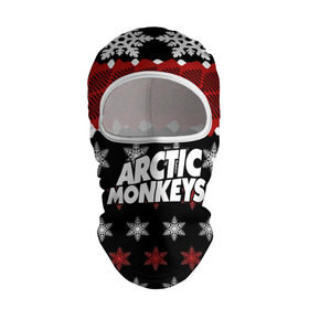 Балаклава 3D с принтом Праздничный Arctic Monkeys в Екатеринбурге, 100% полиэстер, ткань с особыми свойствами — Activecool | плотность 150–180 г/м2; хорошо тянется, но при этом сохраняет форму. Закрывает шею, вокруг отверстия для глаз кайма. Единый размер | Тематика изображения на принте: алекс тёрнер | арктик | арктические мартышки | гаражный | группа | джейми кук | знак | инди рок | красный | м | манкис | музыка | надпись | ник о мэлли | новогодний | новый год | обезьяна