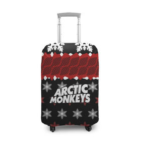 Чехол для чемодана 3D с принтом Праздничный Arctic Monkeys в Екатеринбурге, 86% полиэфир, 14% спандекс | двустороннее нанесение принта, прорези для ручек и колес | алекс тёрнер | арктик | арктические мартышки | гаражный | группа | джейми кук | знак | инди рок | красный | м | манкис | музыка | надпись | ник о мэлли | новогодний | новый год | обезьяна