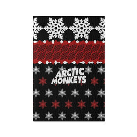 Обложка для паспорта матовая кожа с принтом Праздничный Arctic Monkeys в Екатеринбурге, натуральная матовая кожа | размер 19,3 х 13,7 см; прозрачные пластиковые крепления | Тематика изображения на принте: алекс тёрнер | арктик | арктические мартышки | гаражный | группа | джейми кук | знак | инди рок | красный | м | манкис | музыка | надпись | ник о мэлли | новогодний | новый год | обезьяна