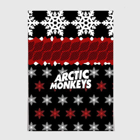 Постер с принтом Праздничный Arctic Monkeys в Екатеринбурге, 100% бумага
 | бумага, плотность 150 мг. Матовая, но за счет высокого коэффициента гладкости имеет небольшой блеск и дает на свету блики, но в отличии от глянцевой бумаги не покрыта лаком | алекс тёрнер | арктик | арктические мартышки | гаражный | группа | джейми кук | знак | инди рок | красный | м | манкис | музыка | надпись | ник о мэлли | новогодний | новый год | обезьяна