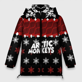 Женская зимняя куртка 3D с принтом Праздничный Arctic Monkeys в Екатеринбурге, верх — 100% полиэстер; подкладка — 100% полиэстер; утеплитель — 100% полиэстер | длина ниже бедра, силуэт Оверсайз. Есть воротник-стойка, отстегивающийся капюшон и ветрозащитная планка. 

Боковые карманы с листочкой на кнопках и внутренний карман на молнии | алекс тёрнер | арктик | арктические мартышки | гаражный | группа | джейми кук | знак | инди рок | красный | м | манкис | музыка | надпись | ник о мэлли | новогодний | новый год | обезьяна