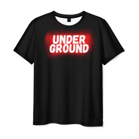 Мужская футболка 3D с принтом Underground в Екатеринбурге, 100% полиэфир | прямой крой, круглый вырез горловины, длина до линии бедер | calligraphy | fonts | hiphop | logo | paint | rap | style | trap | under | underground | андерграунд | каллиграфия | рэп | стиль | трэп | хипхоп | шрифт
