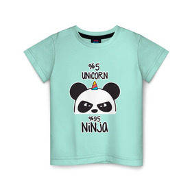 Детская футболка хлопок с принтом Unicorn ninja в Екатеринбурге, 100% хлопок | круглый вырез горловины, полуприлегающий силуэт, длина до линии бедер | panda dab | unicorn ninja