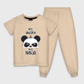 Детская пижама хлопок с принтом Unicorn ninja в Екатеринбурге, 100% хлопок |  брюки и футболка прямого кроя, без карманов, на брюках мягкая резинка на поясе и по низу штанин
 | panda dab | unicorn ninja