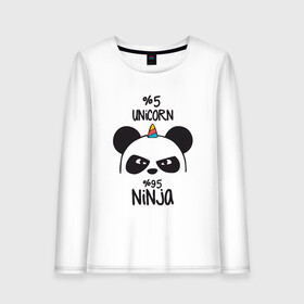 Женский лонгслив хлопок с принтом Unicorn ninja в Екатеринбурге, 100% хлопок |  | panda dab | unicorn ninja