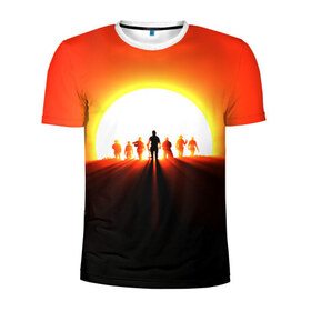 Мужская футболка 3D спортивная с принтом Sun в Екатеринбурге, 100% полиэстер с улучшенными характеристиками | приталенный силуэт, круглая горловина, широкие плечи, сужается к линии бедра | red dead redemption | red dead redemption 2 | дикий запад | ковбои