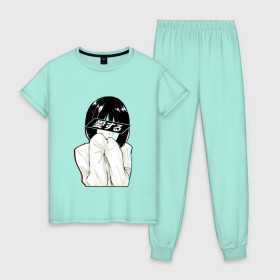 Женская пижама хлопок с принтом LOVE (Japanese) в Екатеринбурге, 100% хлопок | брюки и футболка прямого кроя, без карманов, на брюках мягкая резинка на поясе и по низу штанин | люблю
