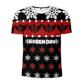 Мужская футболка 3D спортивная с принтом Праздничный Green Day в Екатеринбурге, 100% полиэстер с улучшенными характеристиками | приталенный силуэт, круглая горловина, широкие плечи, сужается к линии бедра | american idiot | green day | альтернативный | билли джо армстронг | грин дей | группа | зелёный день | знак | красный | майк дёрнт | музыка | надпись | новогодний | новый год | панк | поп | поппанк | праздник