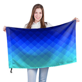 Флаг 3D с принтом Blue geometria в Екатеринбурге, 100% полиэстер | плотность ткани — 95 г/м2, размер — 67 х 109 см. Принт наносится с одной стороны | blue | geometria | абстракция | бирюза | бирюзовый | геометрия | куб | синий