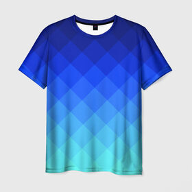 Мужская футболка 3D с принтом Blue geometria в Екатеринбурге, 100% полиэфир | прямой крой, круглый вырез горловины, длина до линии бедер | blue | geometria | абстракция | бирюза | бирюзовый | геометрия | куб | синий