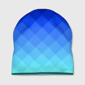Шапка 3D с принтом Blue geometria в Екатеринбурге, 100% полиэстер | универсальный размер, печать по всей поверхности изделия | blue | geometria | абстракция | бирюза | бирюзовый | геометрия | куб | синий