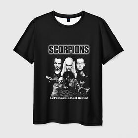 Мужская футболка 3D с принтом Группа Scorpions в Екатеринбурге, 100% полиэфир | прямой крой, круглый вырез горловины, длина до линии бедер | scorpions | группа | скорпионс | хард | хардрок