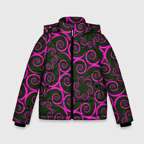 Зимняя куртка для мальчиков 3D с принтом Розовые цветы в Екатеринбурге, ткань верха — 100% полиэстер; подклад — 100% полиэстер, утеплитель — 100% полиэстер | длина ниже бедра, удлиненная спинка, воротник стойка и отстегивающийся капюшон. Есть боковые карманы с листочкой на кнопках, утяжки по низу изделия и внутренний карман на молнии. 

Предусмотрены светоотражающий принт на спинке, радужный светоотражающий элемент на пуллере молнии и на резинке для утяжки | pink | кружева | лепестки | розовый | спираль | узор | фрактал | цветки | цветок | цветы