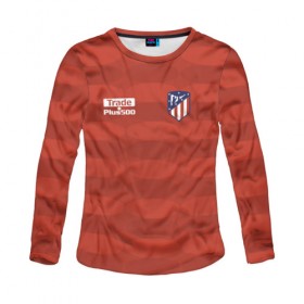 Женский лонгслив 3D с принтом Atletico Madrid Original #10 в Екатеринбурге, 100% полиэстер | длинные рукава, круглый вырез горловины, полуприлегающий силуэт | Тематика изображения на принте: атлетико мадрид | эмблема