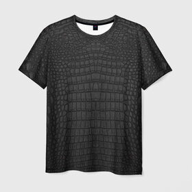 Мужская футболка 3D с принтом Крокодил в Екатеринбурге, 100% полиэфир | прямой крой, круглый вырез горловины, длина до линии бедер | кожа | крокодил | черный